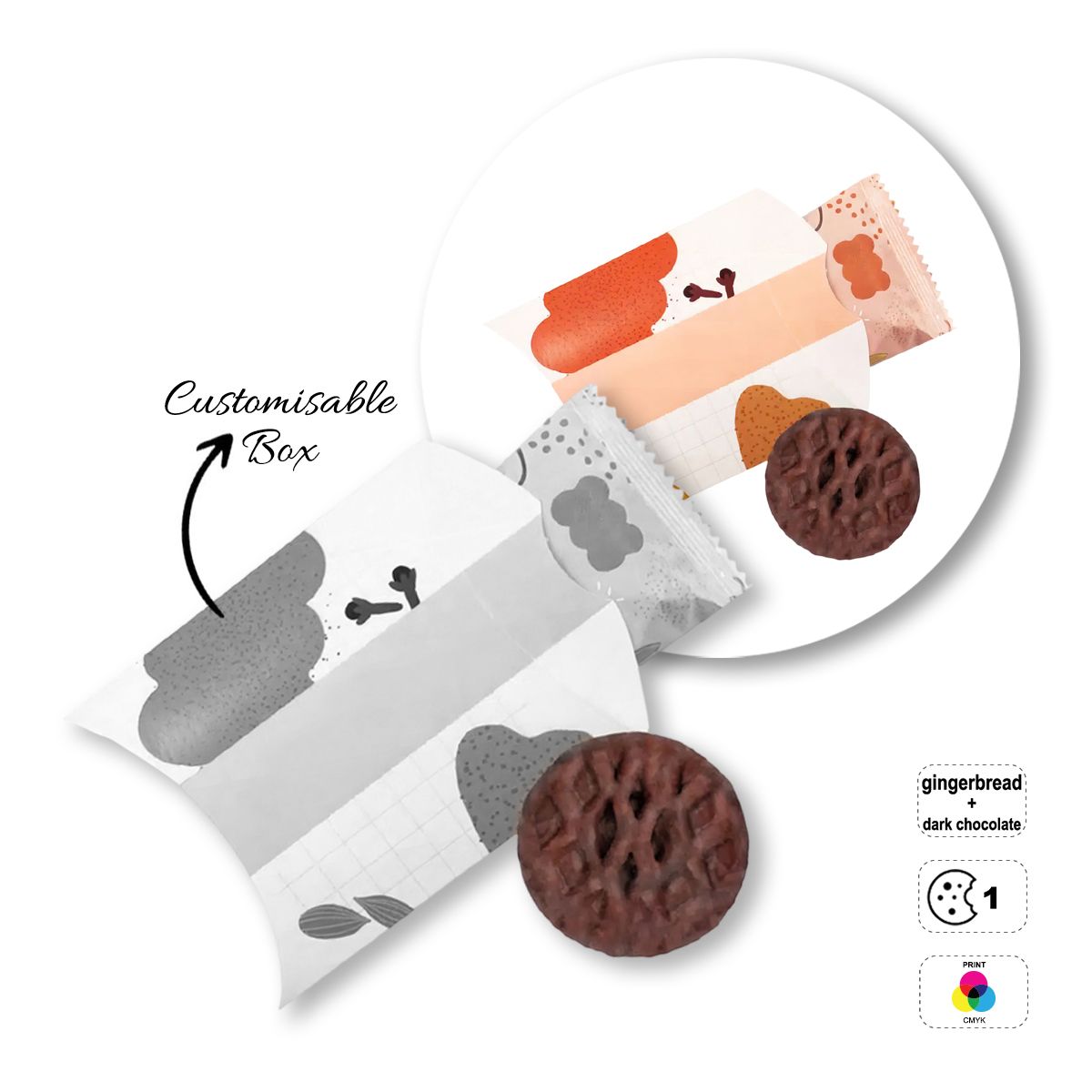 PILLOW COOKIE - galleta blanda especiada recubierta de chocolate, 97x122x30 mm | GL810702A