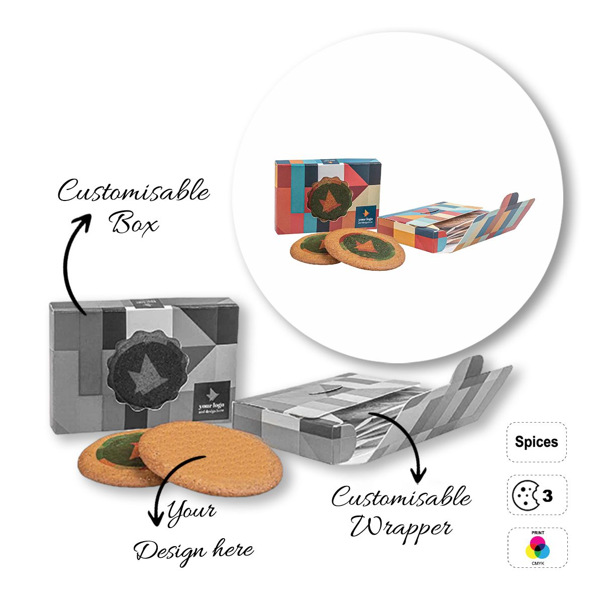 LOGO COOKIE  - galletas redondas personalizables, 100x68x20 mm | GL810709B