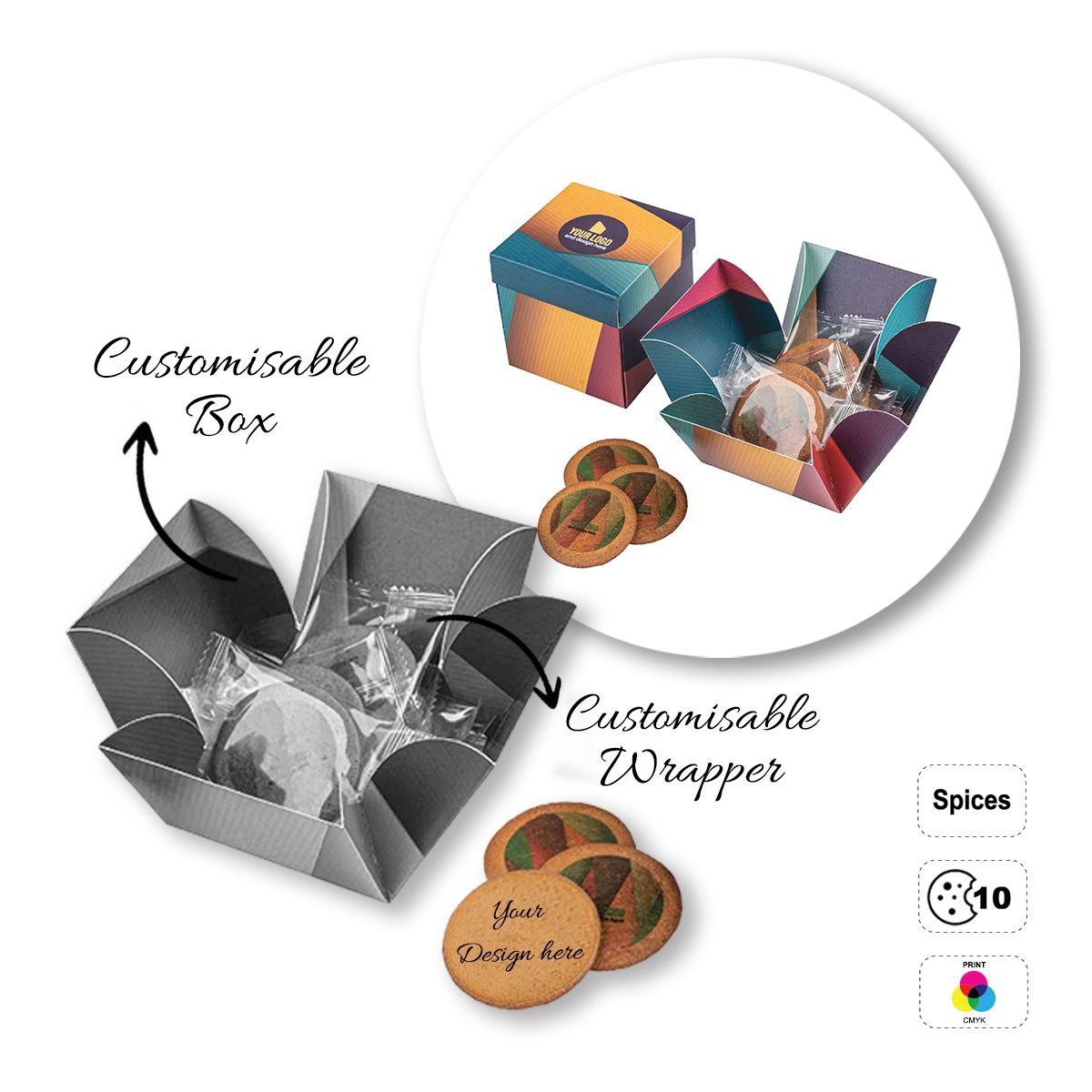 LOGO COOKIE - galletas redondas personalizables, 105x105x105 mm | GL810709E