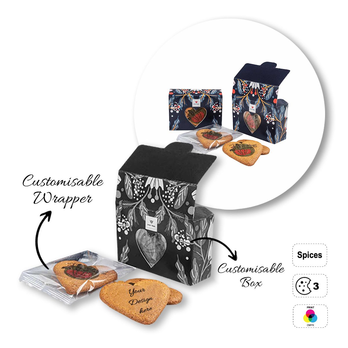 LOGO COOKIE - galletas con forma de corazón, personalizables, 87x59x30 mm | GL810711B