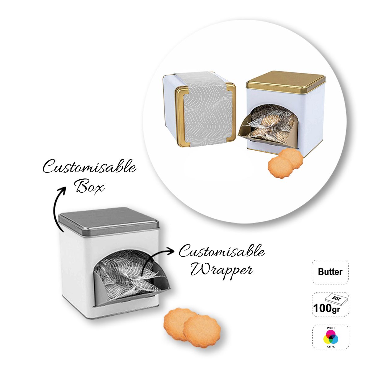 COOKIE BOX - caja de galletas, 114x114x124 mm | GL810713A