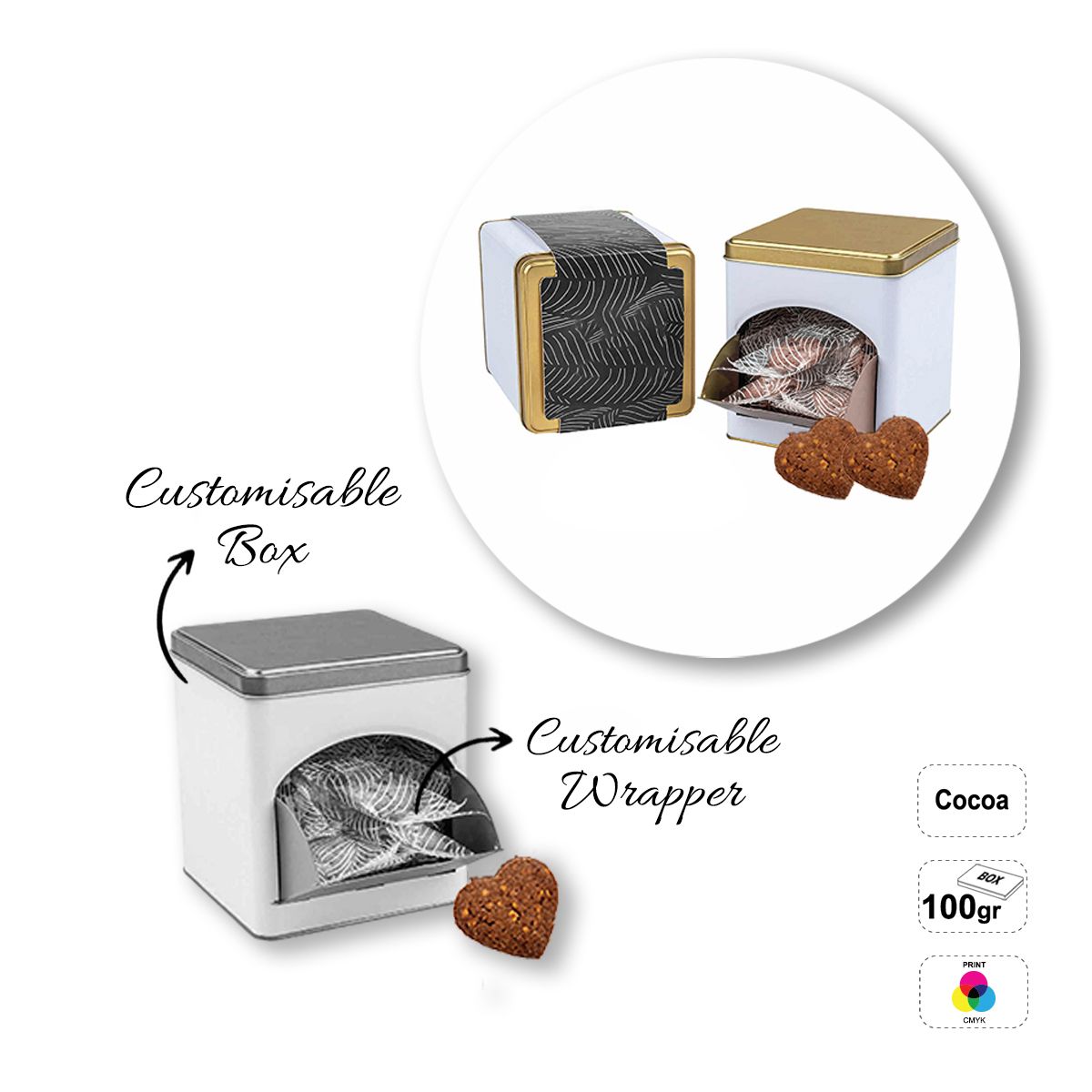 COOKIE BOX - caja de galletas, 114x114x124 mm | GL810713B