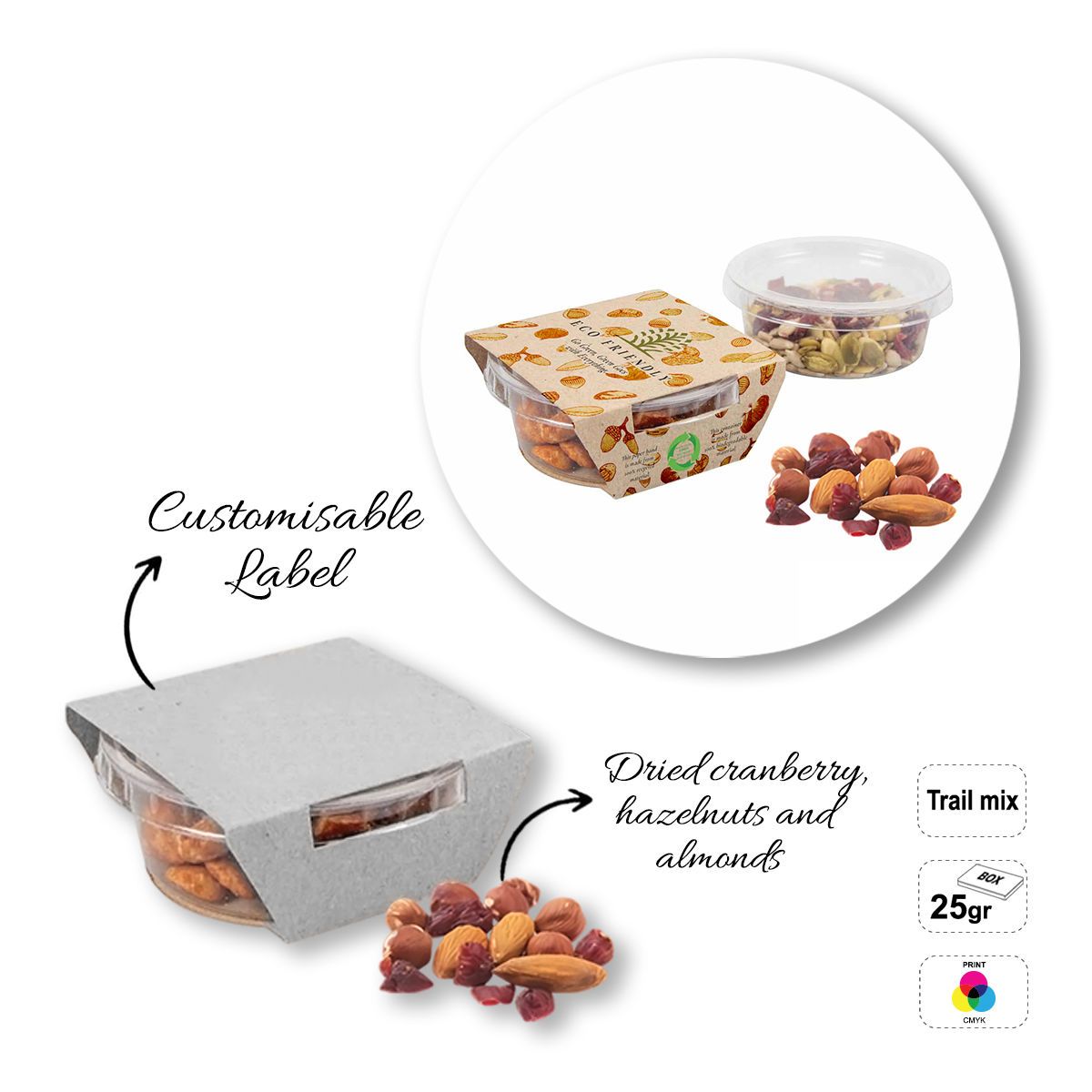 SNACK CUP - caja de frutos secos y semillas, 70x70x28 mm | GL810803B