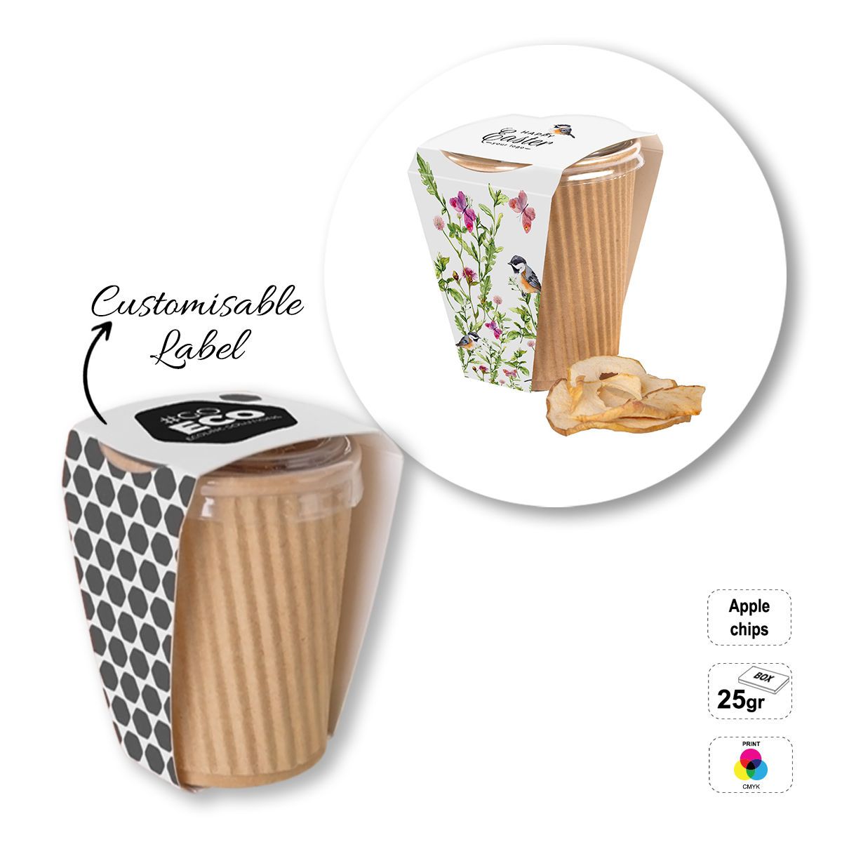 CRISPY CUP - caja de chips de fruta, 80x80x95 mm | GL810808A