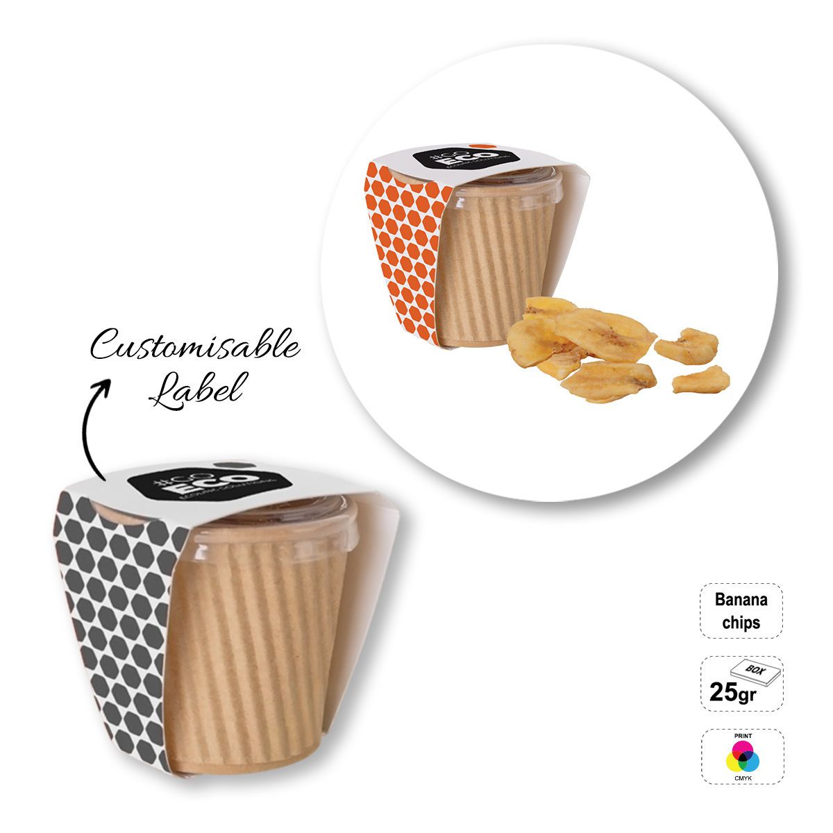 CRISPY CUP - caja de chips de fruta, 63x63x63 mm | GL810808B