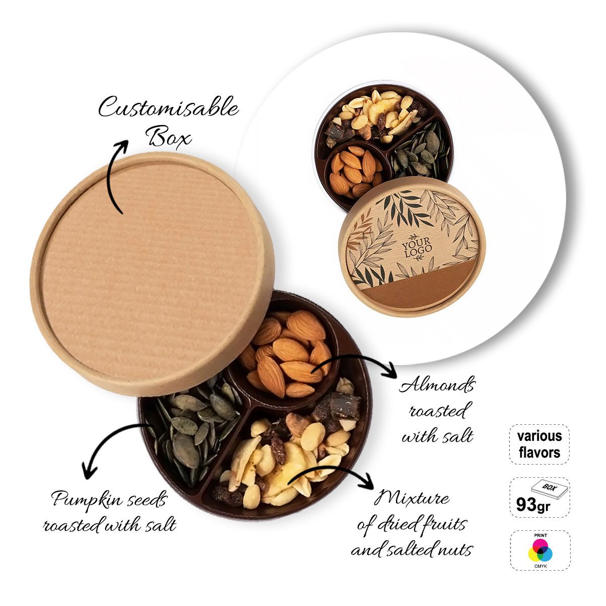 TASTY TRIO - paquete de frutos secos, 126x126x50 mm | GL810826B