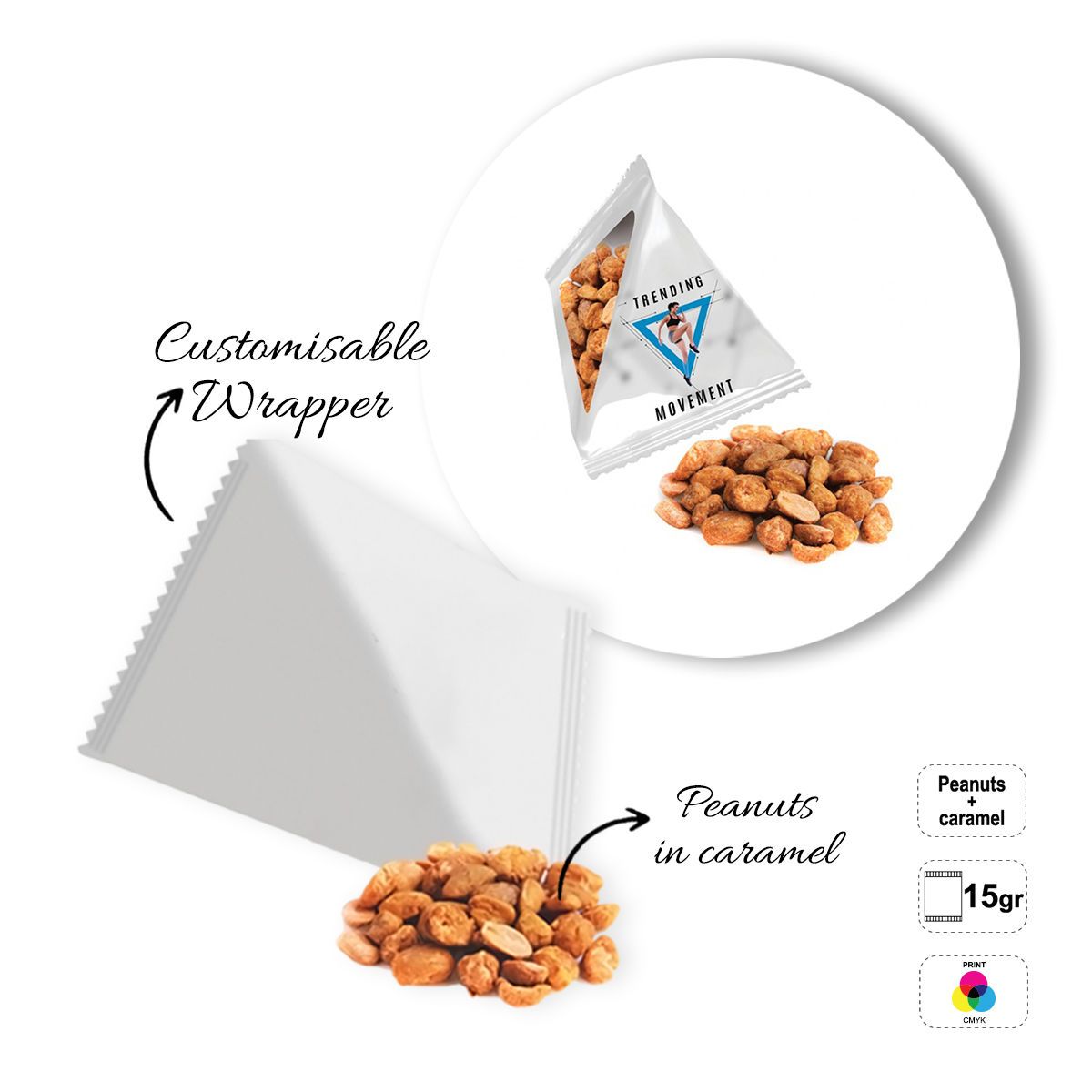 NATURAL PYRAMID - paquete de aperitivos de frutos secos y semillas, 70x70x70 mm | GL810834B