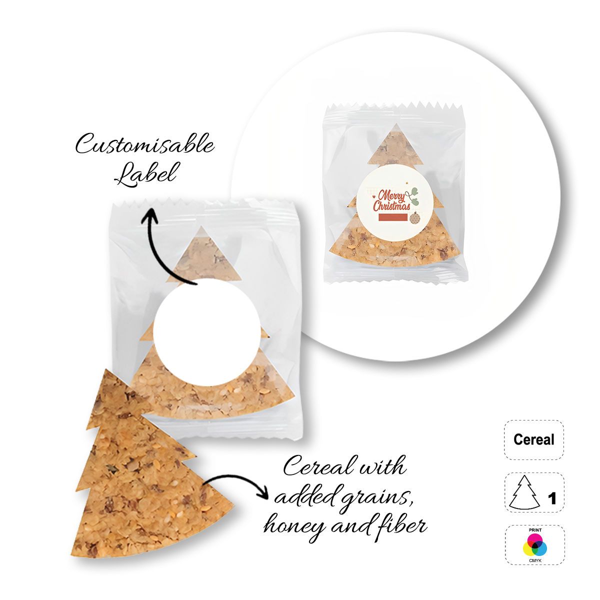 CEREAL4MAT - barrita de cereales, diferentes formas, 77x72 mm (etichetta diametro 40mm) | GL811103B