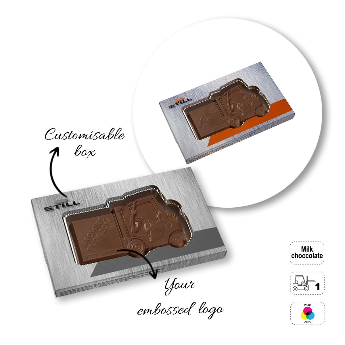 CHOCO4MAT A - barrita de chocolate, formas variadas, 175x107x15 mm | GL811105A