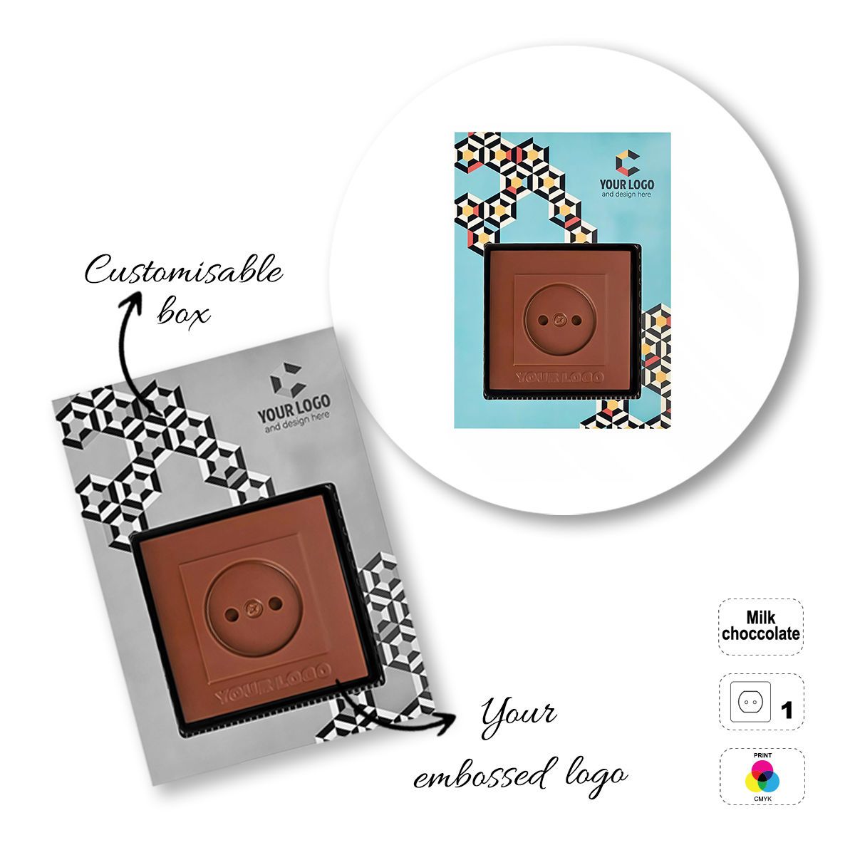 CHOCO4MAT B - barrita de chocolate, formas variadas, 182x132x15 mm | GL811106A