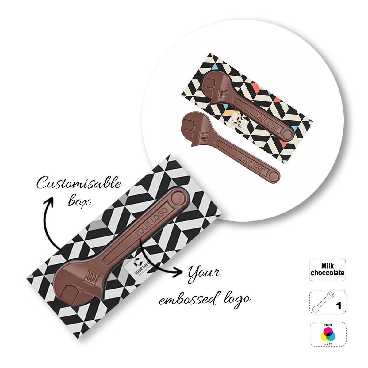 CHOCO4MAT B - barrita de chocolate, formas variadas, 232x98x20 mm | GL811106B