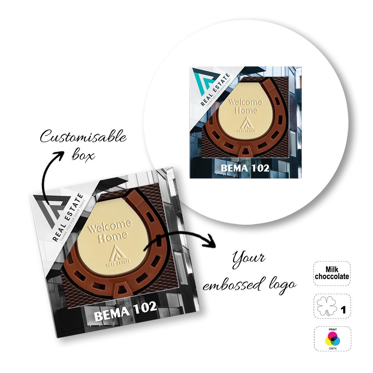 CHOCO4MAT D - barrita de chocolate, formas variadas, 135x135x15 mm | GL811108B