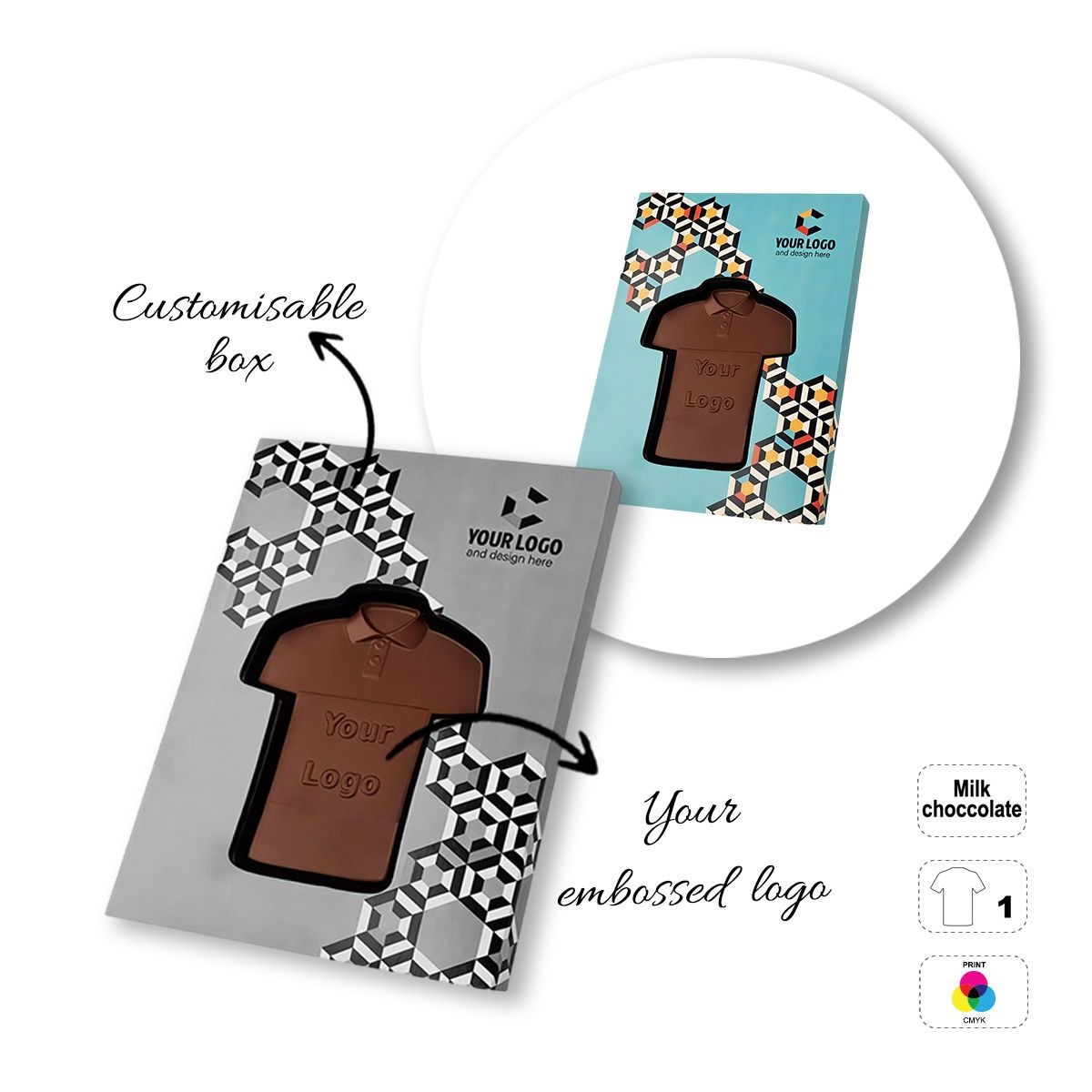 CHOCO4MAT D - barrita de chocolate, formas variadas, 182x132x15 mm | GL811108C