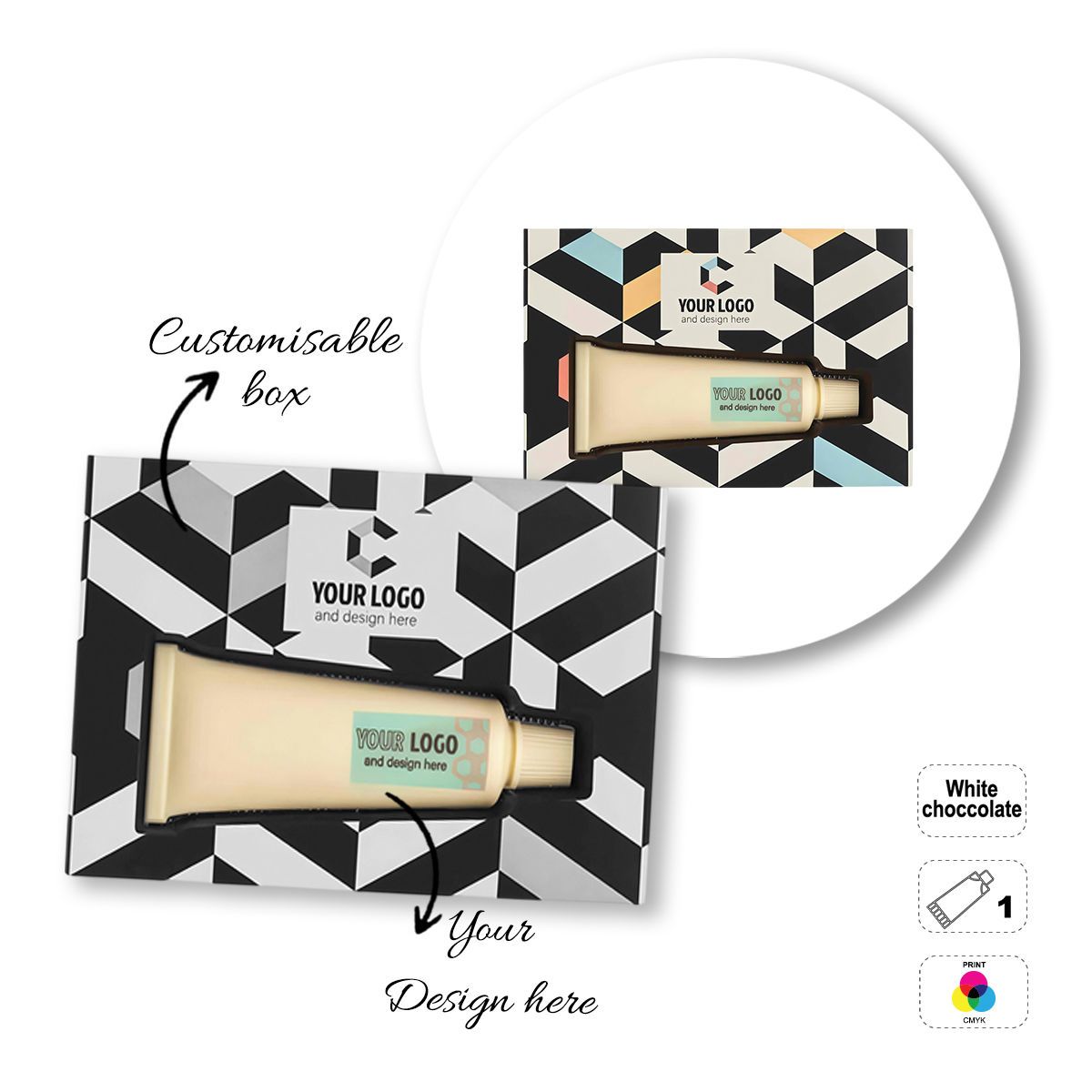 LOGO CHOCO4MAT B - tableta de chocolate imprimible, formas variadas, 190x128x25 mm | GL811111C