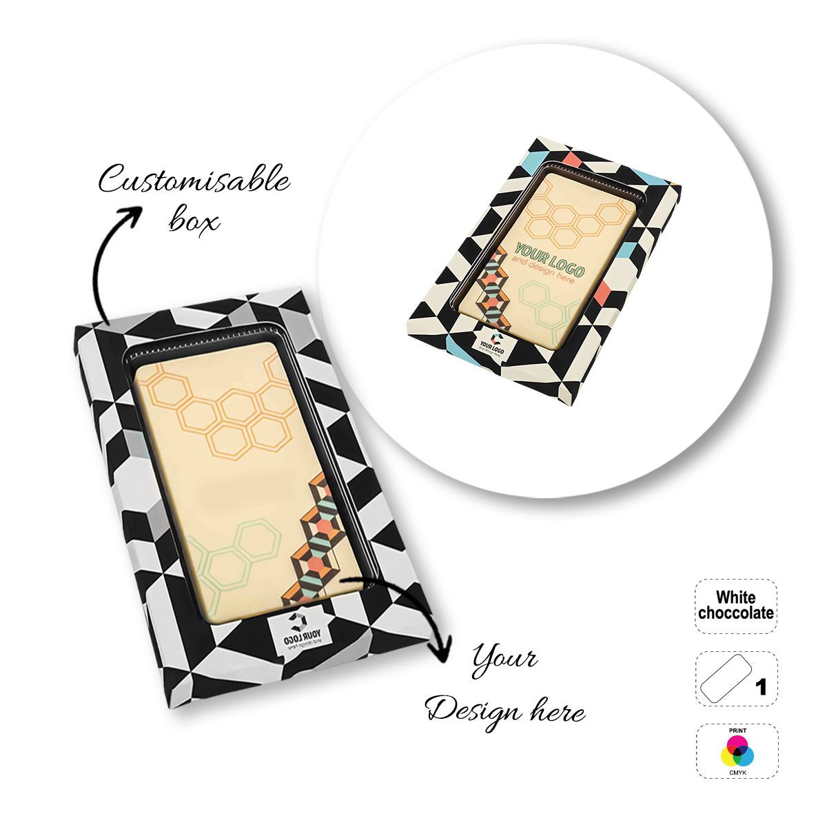 LOGO CHOCO4MAT B - tableta de chocolate imprimible, formas variadas, 175x107x15 mm | GL811111E