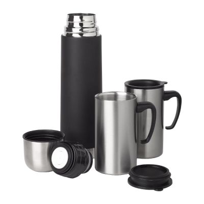 FRIEDA - Set de termo y 2 tazas de acero inox 