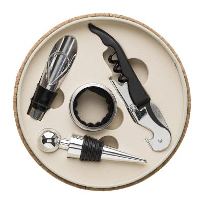 MILANA - Set de vino de PU con aspecto de corcho