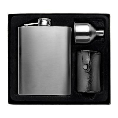 BRITTANY - Set con petaca de acero inox.