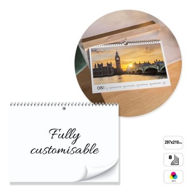 ROME - calendario de pared con espiral de 8 hojas