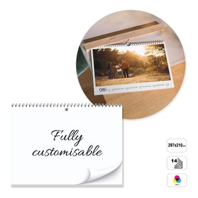 WARSAW - calendario de pared con espiral de 14 hojas