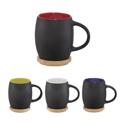 HEART -Taza de cerámica de 400 ml con base de madera h