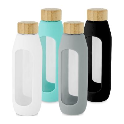TIDAN -Botella de vidrio borosilicato con agarre de silicona de 600 ml 
