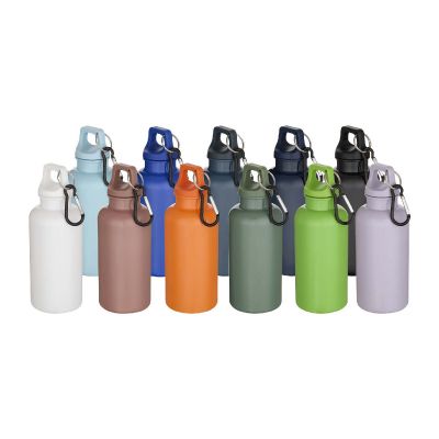 OREGON -Botella de 400 ml de color liso de plástico reciclado con certificado RCS y mosquetón 