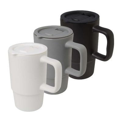 CARTER -Taza de cerámica con tapa de plástico de 450 ml 