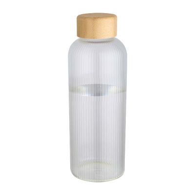 MIRAGE -Botella de 650 ml de vidrio borosilicato de pared simple con tapa de bambú 