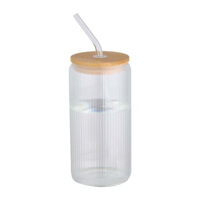 MIRAGE -Jarra de 500 ml de vidrio borosilicato de pared simple con tapa de bambú 