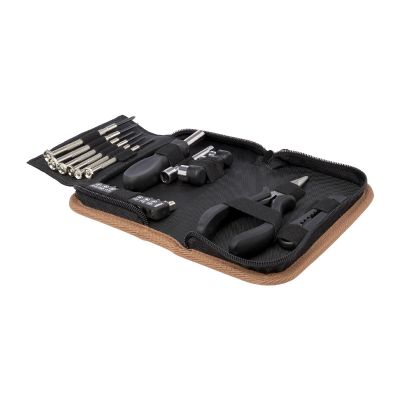 SPIKE -Set de herramientas de plástico reciclado con certificación RCS de 24 piezas con funda de corcho