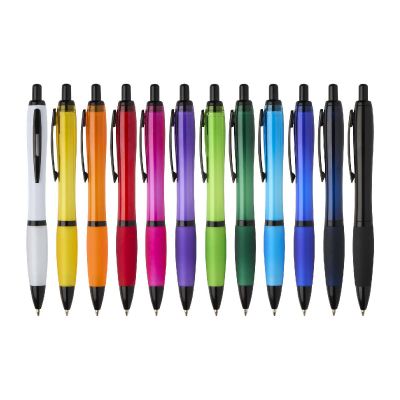NASH -Bolígrafo de plástico reciclado con adornos negros (tinta negra) 