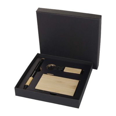 MINKA -Set de regalo de bolígrafo, llavero y tarjetero RFID de aluminio reciclado RCS 