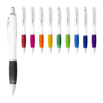 NASH -Bolígrafo blanco con empuñadura de color (tinta negra)