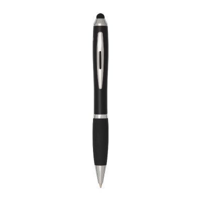 NASH -Bolígrafo de plástico reciclado con certificado RCS, stylus, cuerpo de color y empuñadura negra (tinta azul) 