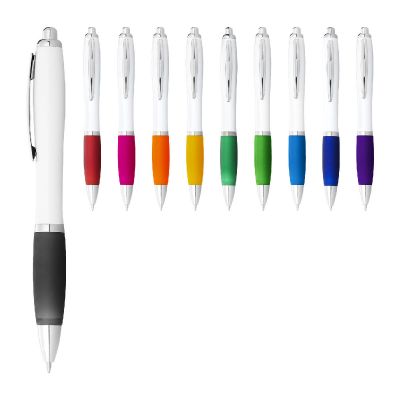 NASH -Bolígrafo blanco con empuñadura de color (tinta azul)
