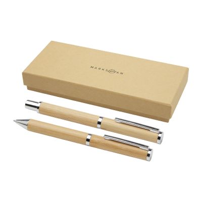 APOLYS -Set de regalo de bolígrafo y rollerball de bambú 
