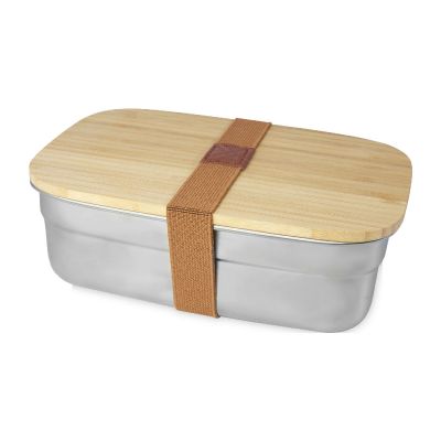 TITE -Fiambrera de 700 ml en acero inoxidable con tapa de bambú 