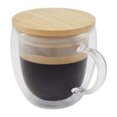 LENORA -Taza de vidrio de 250 ml con tapa de bambú 