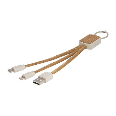 BATES -Cable de carga 3 en 1 de paja de trigo y corcho