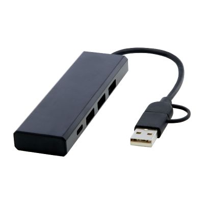 RISE -Hub USB 2.0 de aluminio reciclado con certificación RCS 