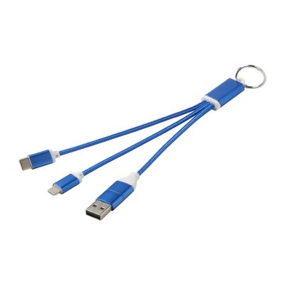 METAL -Cable de carga 4 en 1 de aluminio reciclado con llavero 