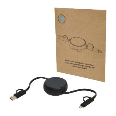 RECHARGE SYNC 5IN1 -Cable retráctil 5 en 1 de 100 cm de plástico reciclado y aluminio para sincronización de datos y carga rápida de 45 W