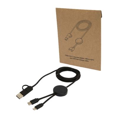 W CITALA -Cable 5 en 1 de plástico reciclado de 150 cm para sincronización de datos y carga rápida de 27 W