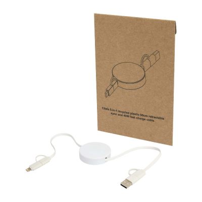 W CITALA -Cable retráctil 5 en 1 de plástico reciclado de 90 cm para sincronización de datos y carga rápida de 40 W