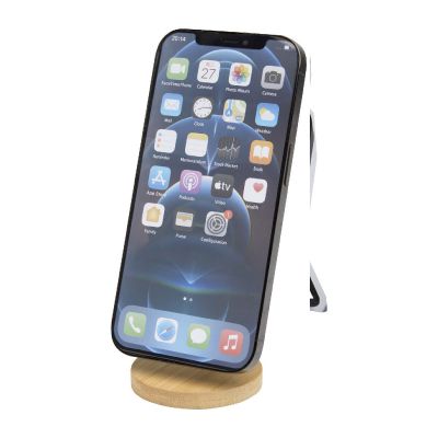 ALCOR -Soporte para teléfono magnético plegable de plástico reciclado con detalles de bambú
