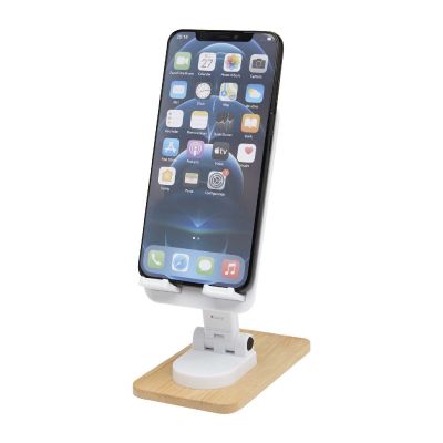ALFIRK -Soporte para teléfono de sobremesa plegable de plástico reciclado con detalles de bambú