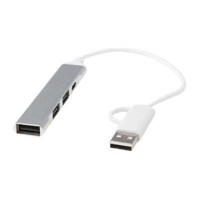 ALKAID -Hub USB-A y tipo-C de 4 puertos de aluminio reciclado con doble entrada 