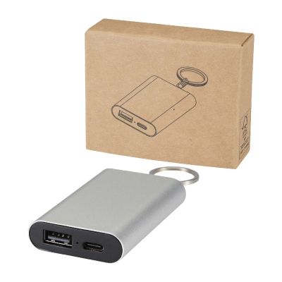 ARCTURUS -Batería externa de aluminio reciclado de 2000 mAh con llavero 