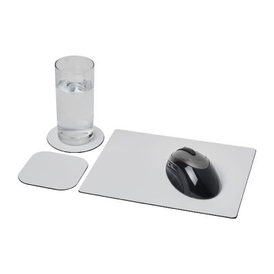 BRITEDESK 1 -Combo 1 de alfombrilla para ratón y juego de posavasos Brite-Mat®
